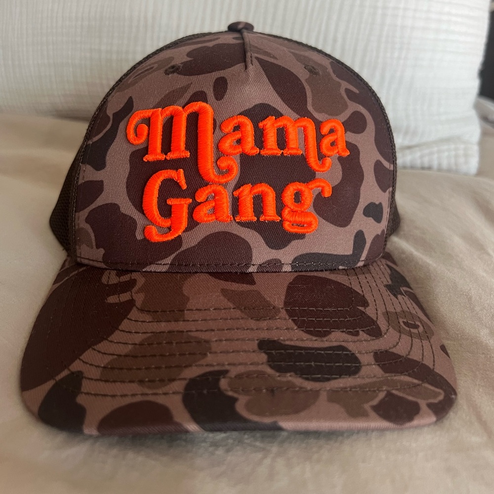 Mama Gang Camo Trucker Hat - Brown and Orange